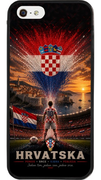 iPhone 5/5s / SE (2016) Case Hülle - Silikon schwarz Fussball Kroatien splash 2026