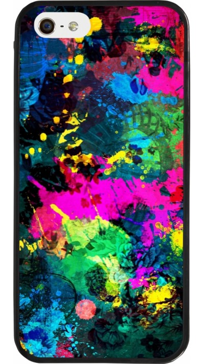 iPhone 5/5s / SE (2016) Case Hülle - Silikon schwarz Splash paint