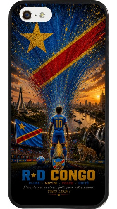 iPhone 5/5s / SE (2016) Case Hülle - Silikon schwarz Fussball Demokratische Republik Kongo splash 2026