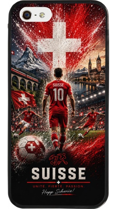 iPhone 5/5s / SE (2016) Case Hülle - Silikon schwarz Fussball Suisse splash 2026