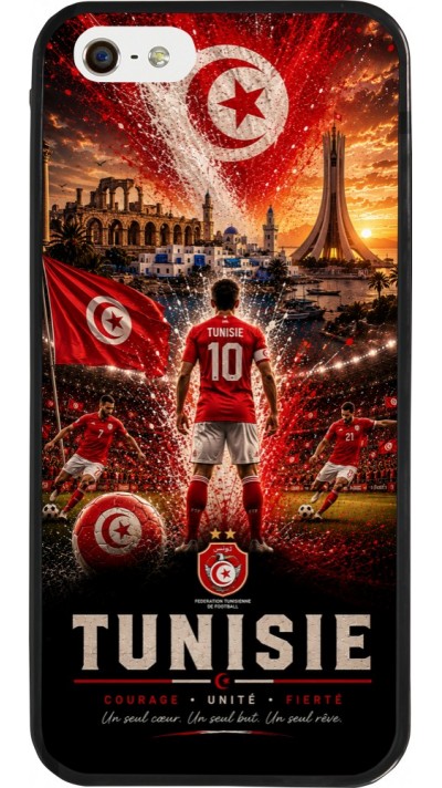 iPhone 5/5s / SE (2016) Case Hülle - Silikon schwarz Fussball Tunesien splash 2026