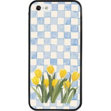 iPhone 5/5s / SE (2016) Case Hülle - Silikon schwarz Blue vichy tulips 2026