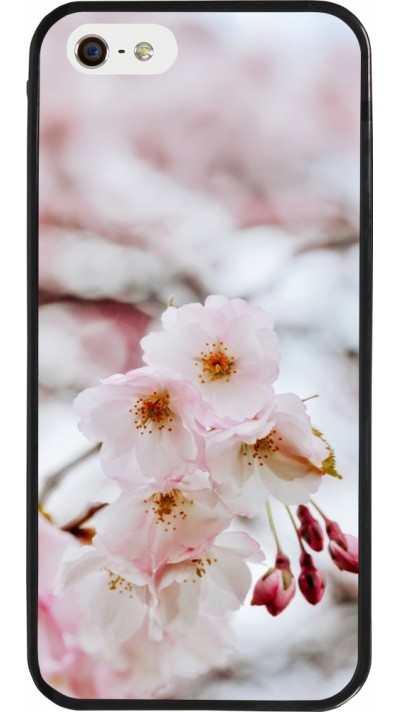 iPhone 5/5s / SE (2016) Case Hülle - Silikon schwarz Cherry tree Spring 2026