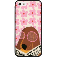 iPhone 5/5s / SE (2016) Case Hülle - Silikon schwarz Dog with newspaper 2026