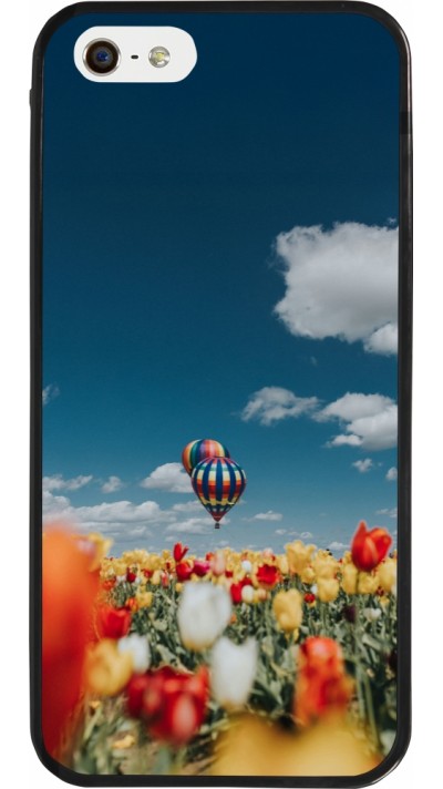 iPhone 5/5s / SE (2016) Case Hülle - Silikon schwarz Hot air balloon Spring 2026