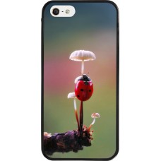 Coque iPhone 5/5s / SE (2016) - Silicone rigide noir Ladybird on a mushroom 2026