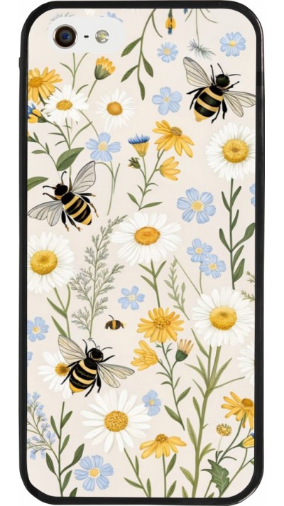 iPhone 5/5s / SE (2016) Case Hülle - Silikon schwarz Pattern bees Spring 2026