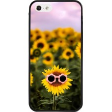 Coque iPhone 5/5s / SE (2016) - Silicone rigide noir Sunflower with glasses 2026