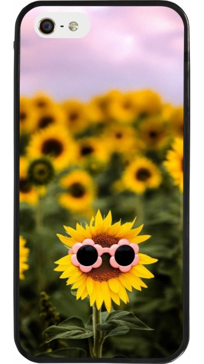 iPhone 5/5s / SE (2016) Case Hülle - Silikon schwarz Sunflower with glasses Spring 2026