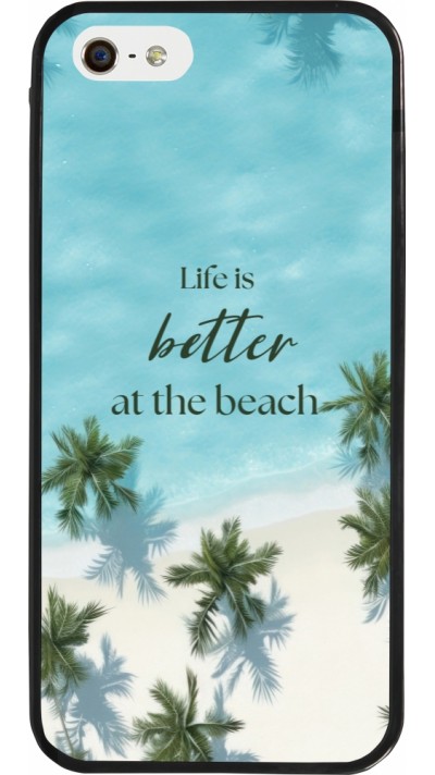 iPhone 5/5s / SE (2016) Case Hülle - Silikon schwarz Summer 2025 Life is better at the beach