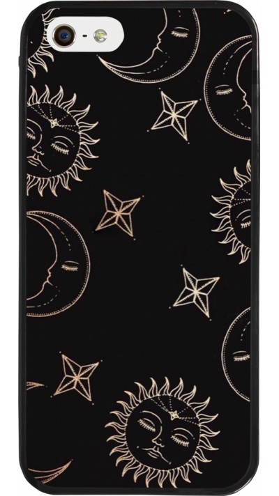 iPhone 5/5s / SE (2016) Case Hülle - Silikon schwarz Suns and Moons