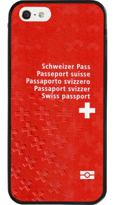 iPhone 5/5s / SE (2016) Case Hülle - Silikon schwarz Swiss Passport