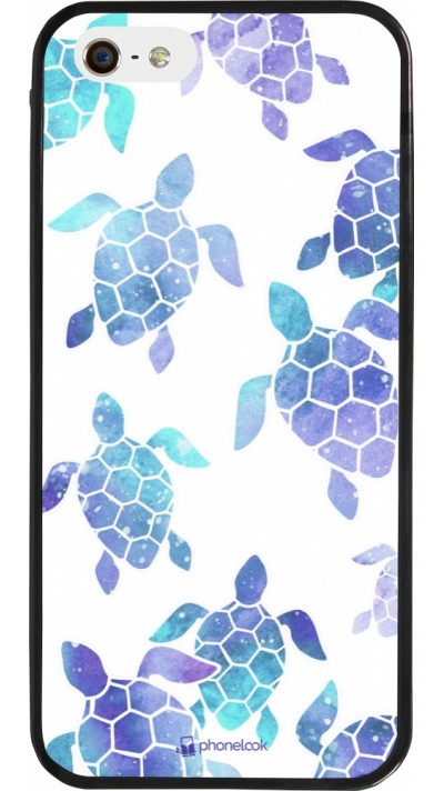 iPhone 5/5s / SE (2016) Case Hülle - Silikon schwarz Turtles pattern watercolor