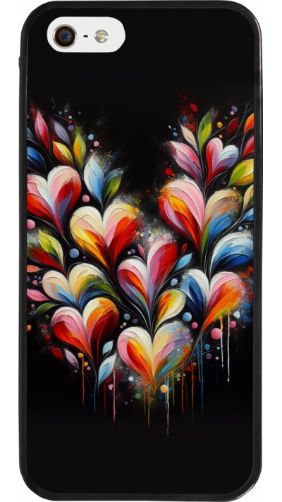 iPhone 5/5s / SE (2016) Case Hülle - Silikon schwarz Valentin 2024 Schwarzes Herz Abstrakt