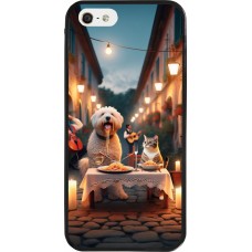 iPhone 5/5s / SE (2016) Case Hülle - Silikon schwarz Valentin 2024 Hund & Katze Kerzenlicht