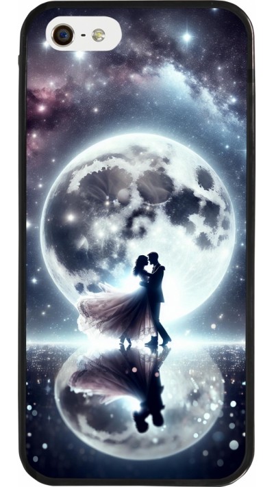 iPhone 5/5s / SE (2016) Case Hülle - Silikon schwarz Valentin 2024 Liebe unter dem Mond