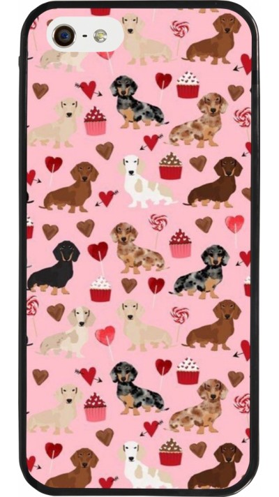 iPhone 5/5s / SE (2016) Case Hülle - Silikon schwarz Valentine 2024 puppy love