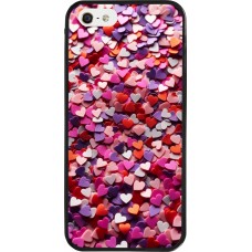 iPhone 5/5s / SE (2016) Case Hülle - Silikon schwarz Valentin 2025 Konfetti