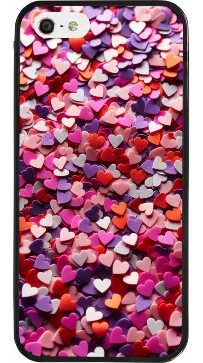 iPhone 5/5s / SE (2016) Case Hülle - Silikon schwarz Valentin 2025 Konfetti