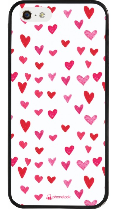 iPhone 5/5s / SE (2016) Case Hülle - Silikon schwarz Valentine 2022 Many pink hearts