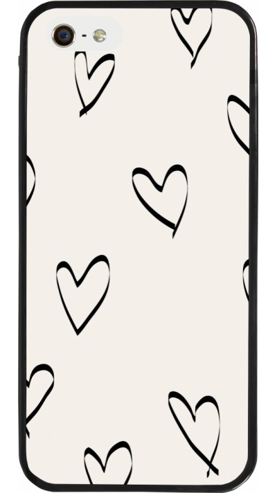 iPhone 5/5s / SE (2016) Case Hülle - Silikon schwarz Valentine 2023 minimalist hearts