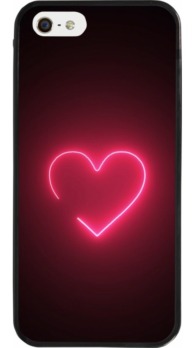 iPhone 5/5s / SE (2016) Case Hülle - Silikon schwarz Valentine 2023 single neon heart