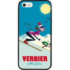iPhone 5/5s / SE (2016) Case Hülle - Silikon schwarz Verbier Ski Downhill