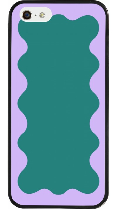 iPhone 5/5s / SE (2016) Case Hülle - Silikon schwarz Wavy Rectangle Green Purple