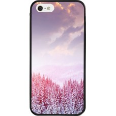 iPhone 5/5s / SE (2016) Case Hülle - Silikon schwarz Winter 22 Pink Forest