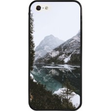 iPhone 5/5s / SE (2016) Case Hülle - Silikon schwarz Winter 22 snowy mountain and lake