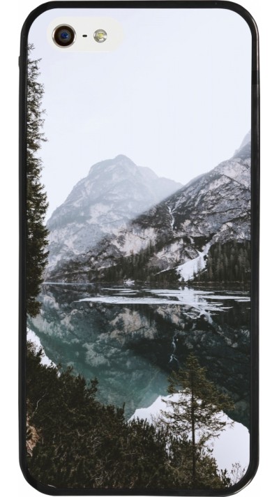 iPhone 5/5s / SE (2016) Case Hülle - Silikon schwarz Winter 22 snowy mountain and lake