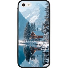 iPhone 5/5s / SE (2016) Case Hülle - Silikon schwarz Winter 25 Winter house forest day