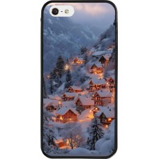 iPhone 5/5s / SE (2016) Case Hülle - Silikon schwarz Winter 25 Winter snowy village