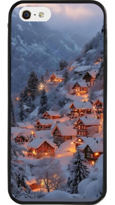 iPhone 5/5s / SE (2016) Case Hülle - Silikon schwarz Winter 25 Winter snowy village