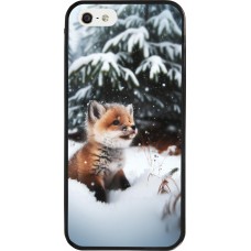 iPhone 5/5s / SE (2016) Case Hülle - Silikon schwarz Weihnachten 2023 Fuechslein Tanne