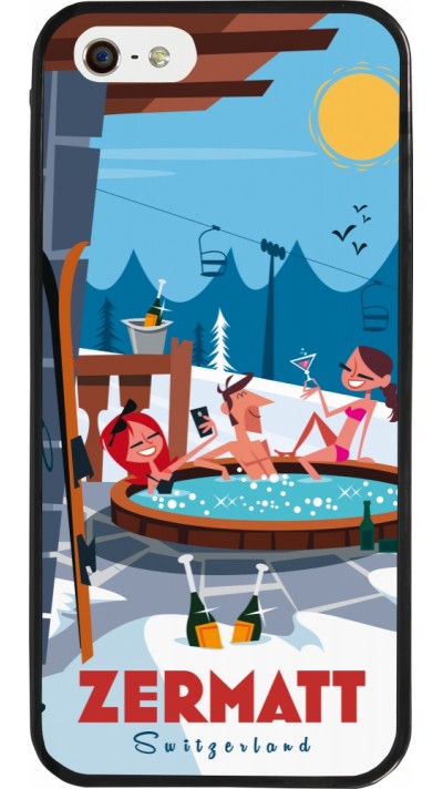 iPhone 5/5s / SE (2016) Case Hülle - Silikon schwarz Zermatt Mountain Jacuzzi