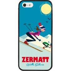 iPhone 5/5s / SE (2016) Case Hülle - Silikon schwarz Zermatt Ski Downhill