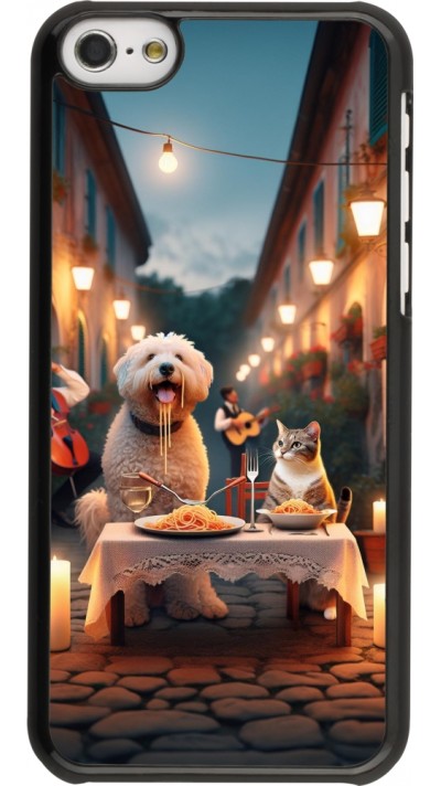 iPhone 5c Case Hülle - Valentin 2024 Hund & Katze Kerzenlicht