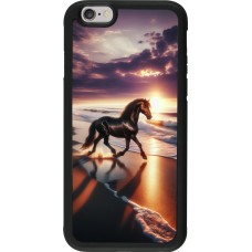 Coque iPhone 6/6s - Silicone rigide noir Cheval majestueux plage
