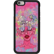 iPhone 6/6s Case Hülle - Silikon schwarz Psychedelic pink mushroom