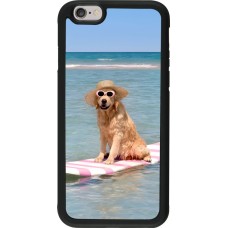 iPhone 6/6s Case Hülle - Silikon schwarz Summer Dog on Paddle