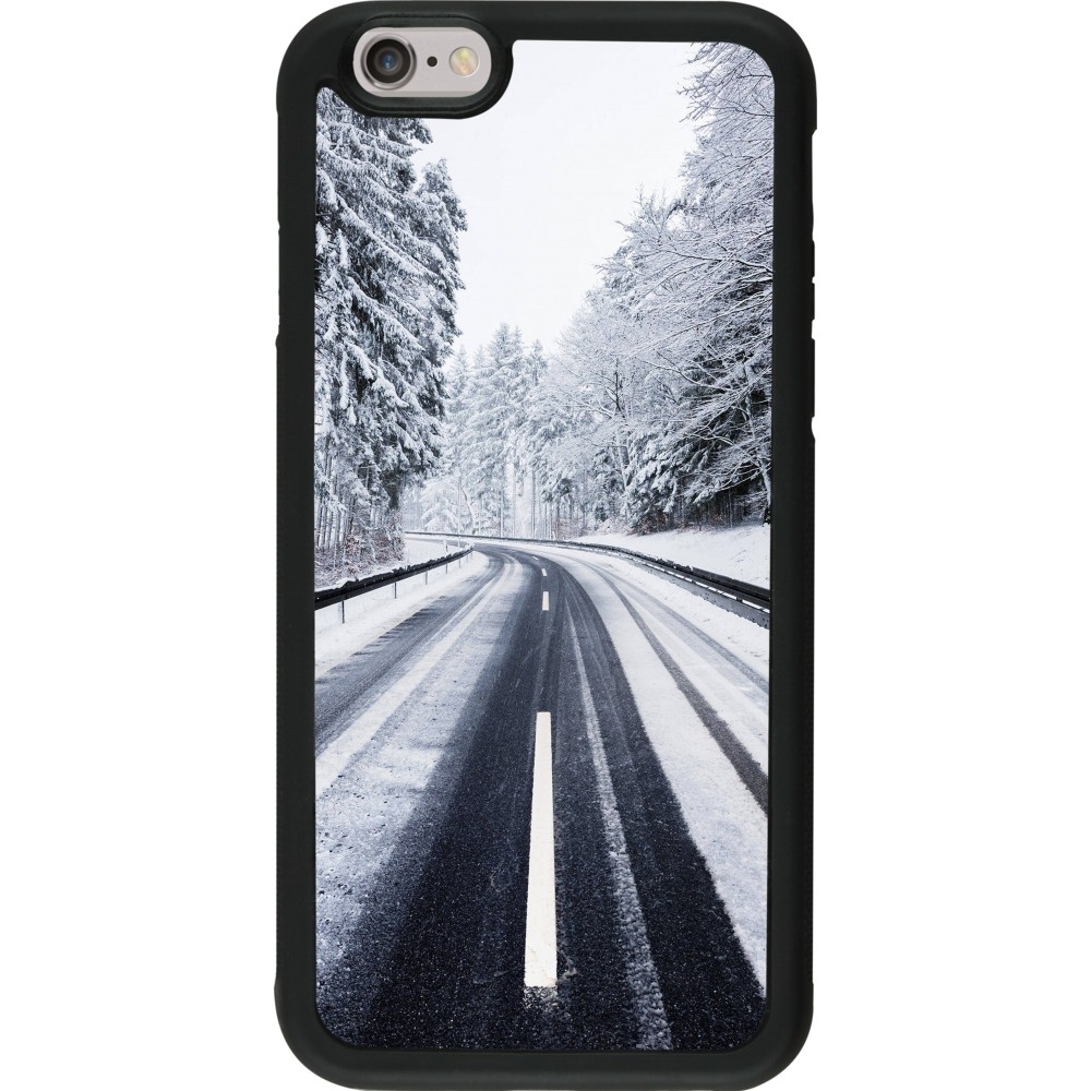 iPhone 6/6s Case Hülle - Silikon schwarz Winter 22 Snowy Road