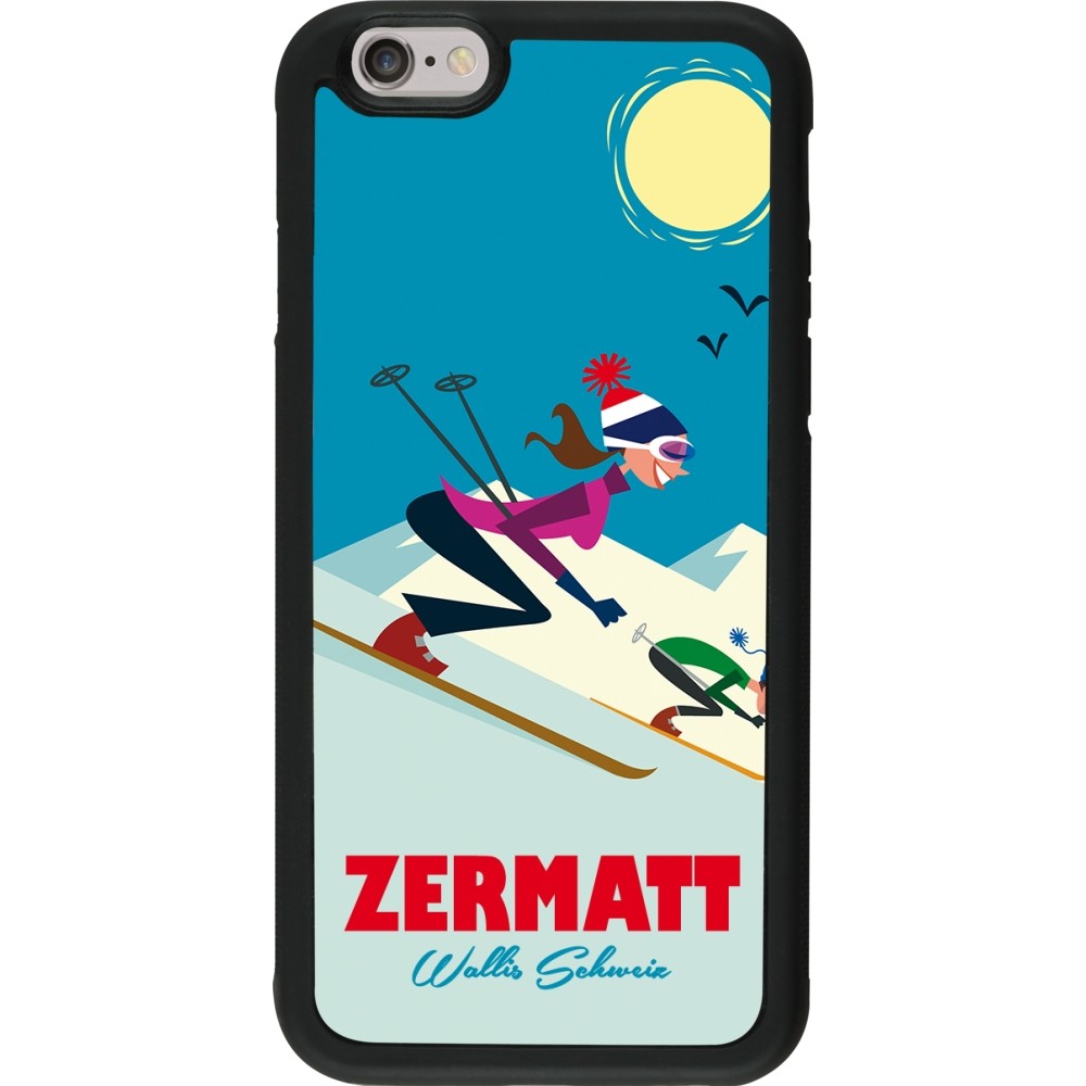 iPhone 6/6s Case Hülle - Silikon schwarz Zermatt Ski Downhill