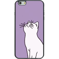 iPhone 6 Plus / 6s Plus Case Hülle - Silikon schwarz Chat auf lila Hintergrund