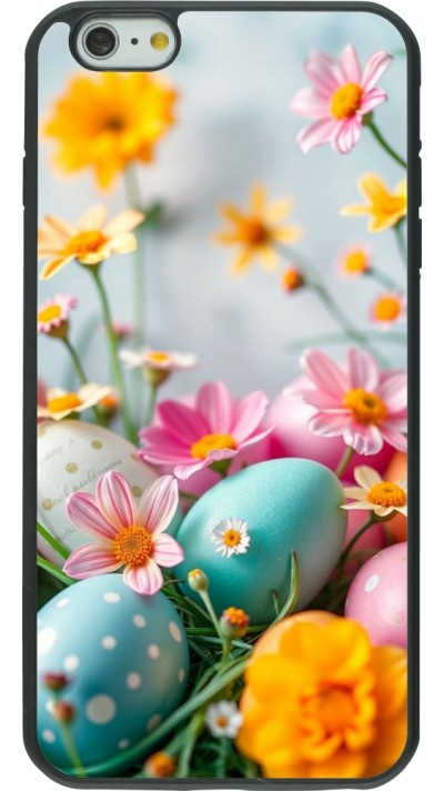 iPhone 6 Plus / 6s Plus Case Hülle - Silikon schwarz Easter 2026 Eggs with flowers