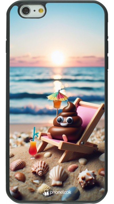 iPhone 6 Plus / 6s Plus Case Hülle - Silikon schwarz Kackhaufen Emoji auf Liegestuhl