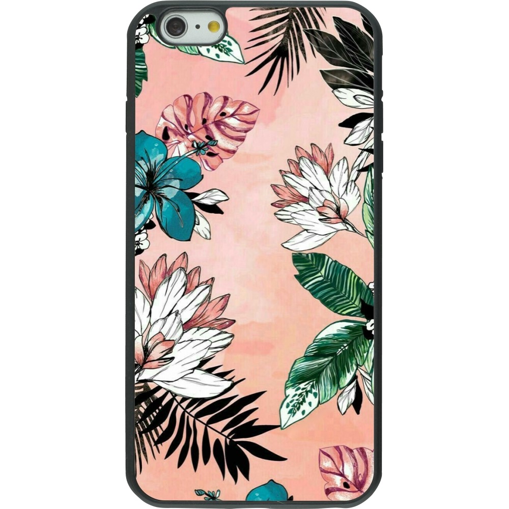 iPhone 6 Plus / 6s Plus Case Hülle - Silikon schwarz Flowers Artprint