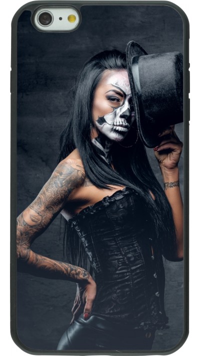 iPhone 6 Plus / 6s Plus Case Hülle - Silikon schwarz Halloween 22 Tattooed Girl