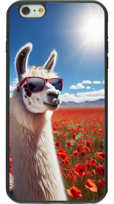 iPhone 6 Plus / 6s Plus Case Hülle - Silikon schwarz Lama Chic in Mohnblume