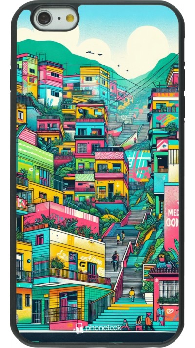 iPhone 6 Plus / 6s Plus Case Hülle - Silikon schwarz Medellin Comuna 13 Kunst